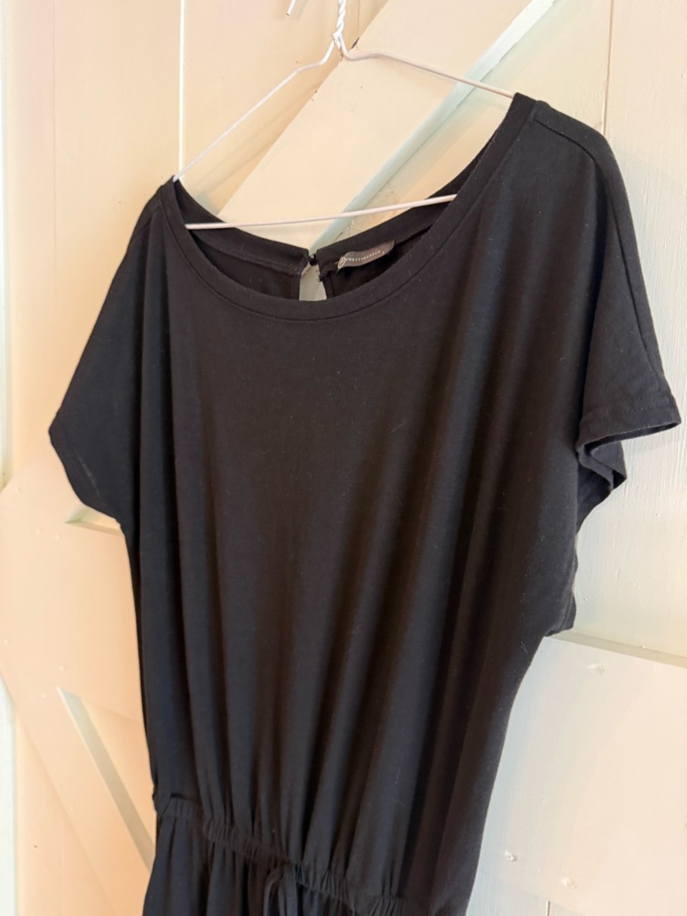 PrettyGarden Black Short Sleeve Jogger Jumpsuit Romper Large Drawstring Waist - Picture 5 of 10